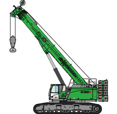 Telescopic crane / telecrane for construction sites as an alternative to a revolving tower crane: SENNEBOGEN 6133 E pictogram