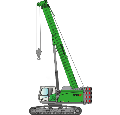 SENNEBOGEN 673 E Crawler pictogram: telescopic crane / telecrane for construction sites and as an alternative to a revolving tower crane