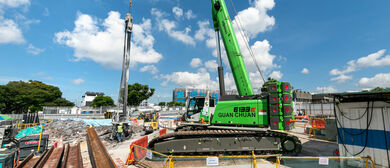 SENNEBOGEN telescopic crawler crane 6133 E soil stabilization construction civil engineering sheet piling structural jobsite|SENNEBOGEN Asia Pacific