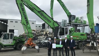 Metal recycling in Japan: material handler replaces old excavator